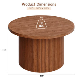 Round Coffee Table With Woodgrain Top And Tambour Shade Accents For Living Room