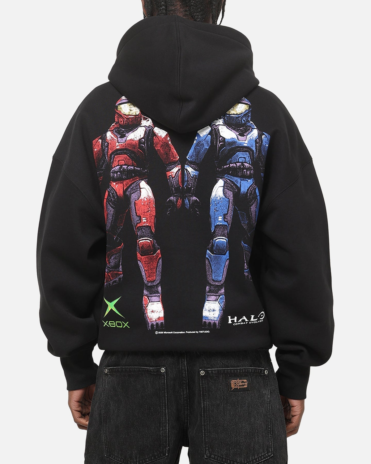 73Studio X Halo Xbox Red Vs Blue Split Hoodie Black - Scentleo