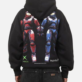 73Studio X Halo Xbox Red Vs Blue Split Hoodie Black - Scentleo
