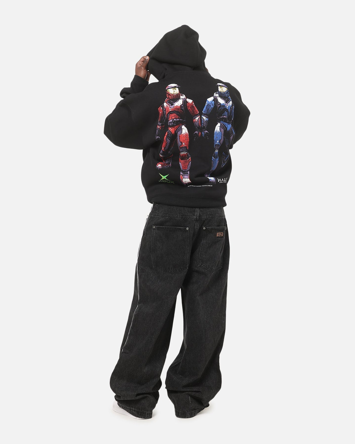 73Studio X Halo Xbox Red Vs Blue Split Hoodie Black - Scentleo