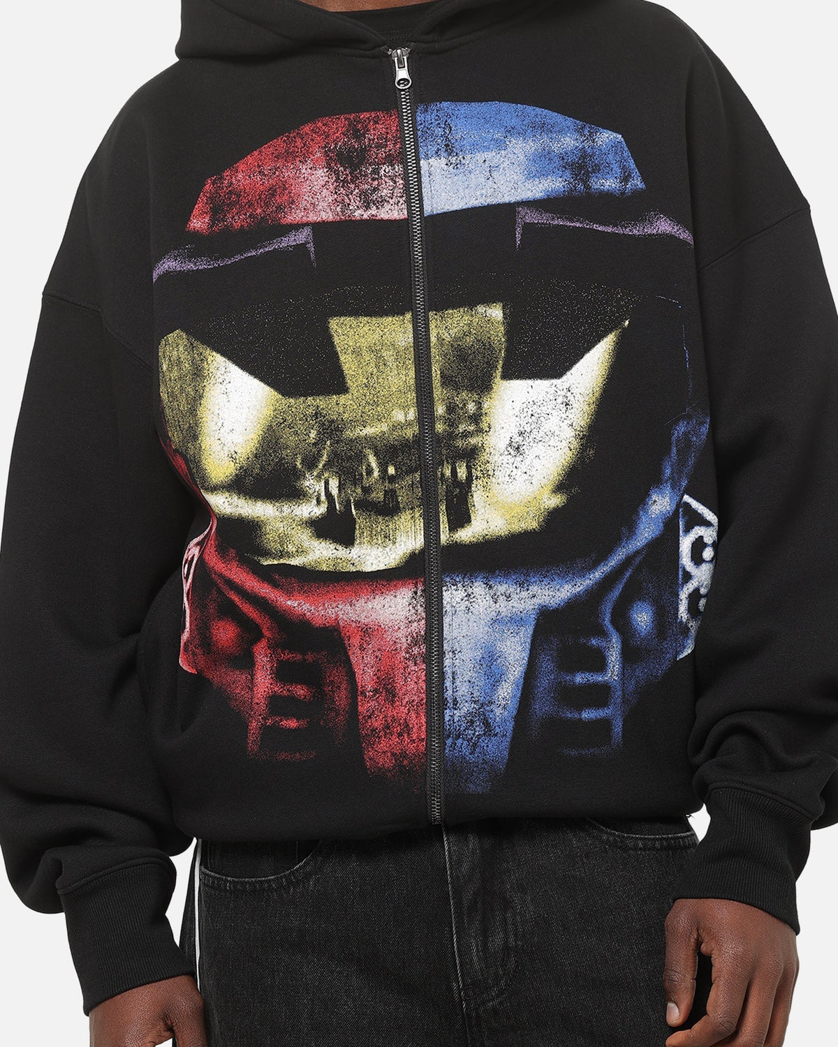 73Studio X Halo Xbox Red Vs Blue Split Hoodie Black - Scentleo