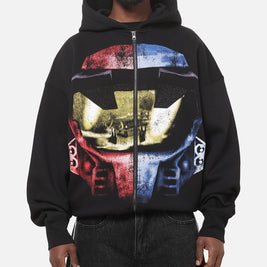 73Studio X Halo Xbox Red Vs Blue Split Hoodie Black - Scentleo