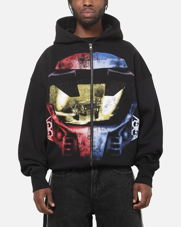 73Studio X Halo Xbox Red Vs Blue Split Hoodie Black - Scentleo