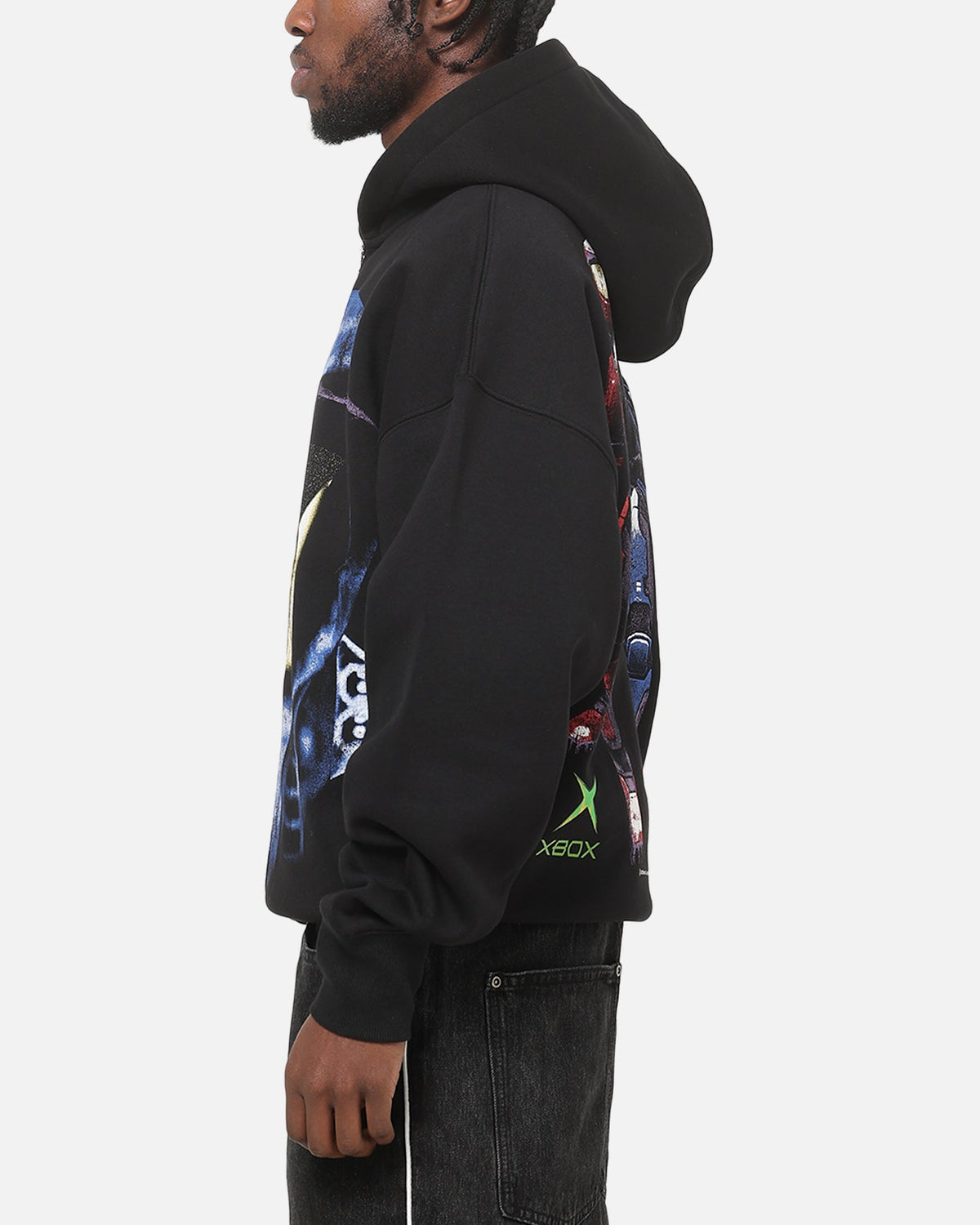 73Studio X Halo Xbox Red Vs Blue Split Hoodie Black - Scentleo