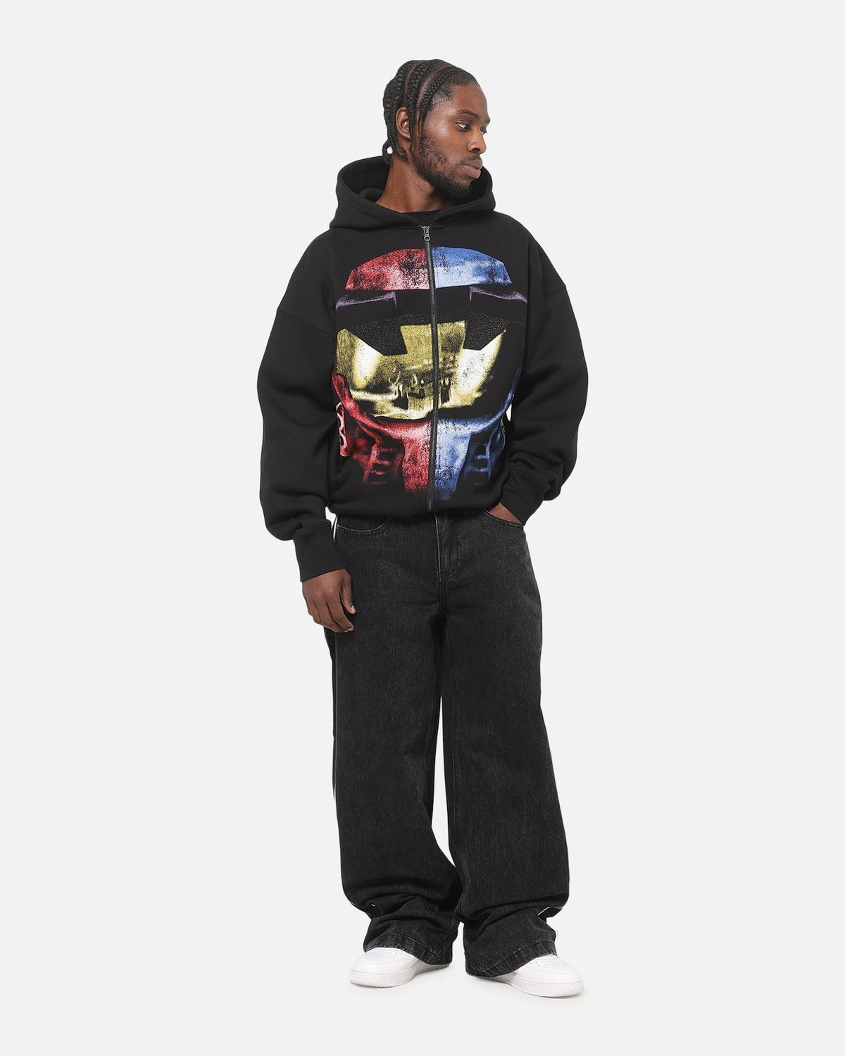 73Studio X Halo Xbox Red Vs Blue Split Hoodie Black - Scentleo