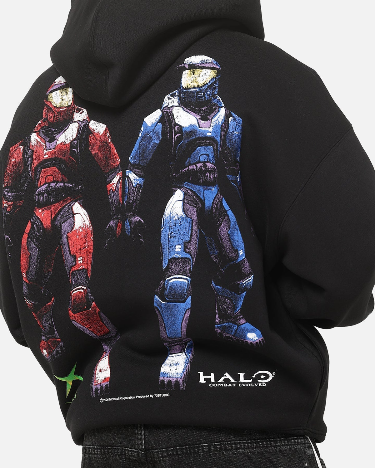 73Studio X Halo Xbox Red Vs Blue Split Hoodie Black - Scentleo