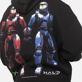 73Studio X Halo Xbox Red Vs Blue Split Hoodie Black - Scentleo