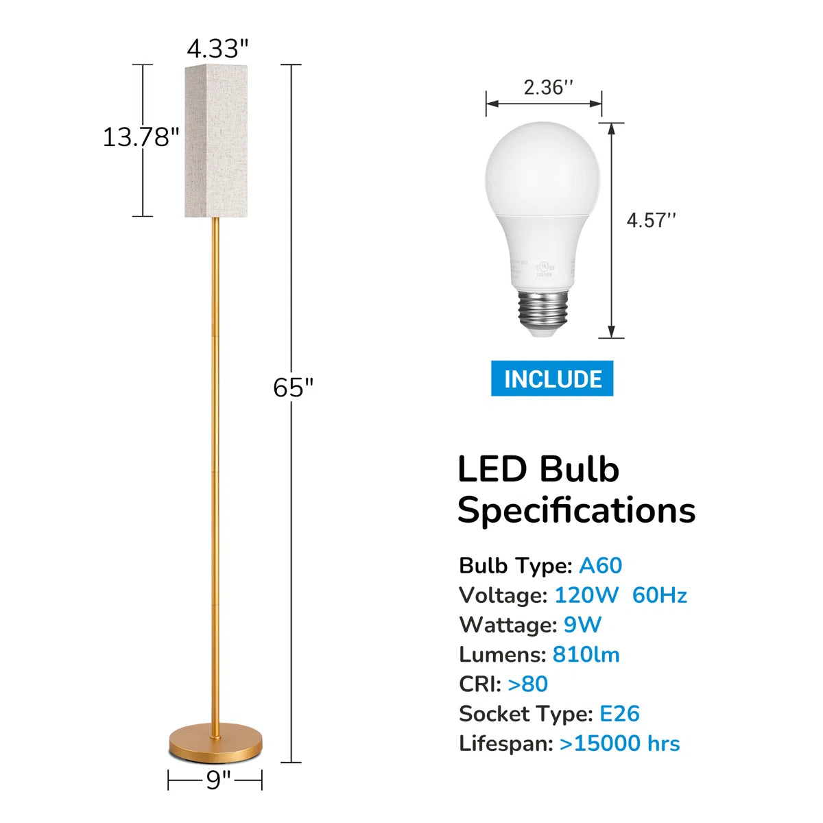 Osblek Traditional Floor Lamp with Remote Control