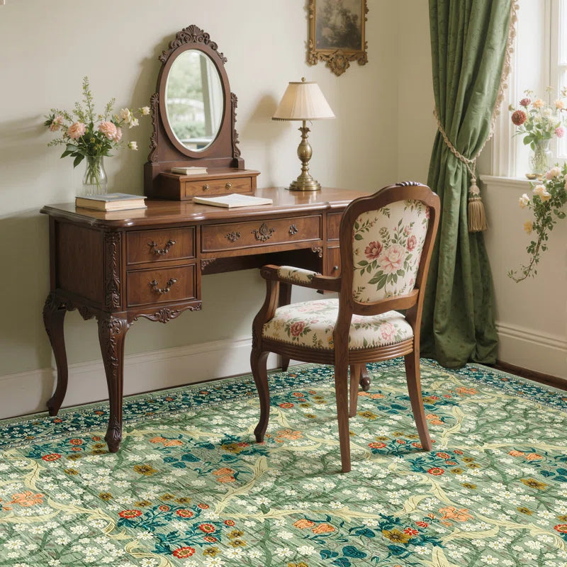 Vintage Floral Area Rug Stain Resistant Easy Cleaning Indoor