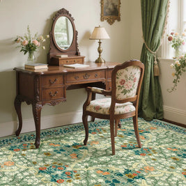 Vintage Floral Area Rug Stain Resistant Easy Cleaning Indoor