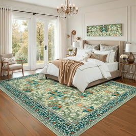 Vintage Floral Area Rug Stain Resistant Easy Cleaning Indoor