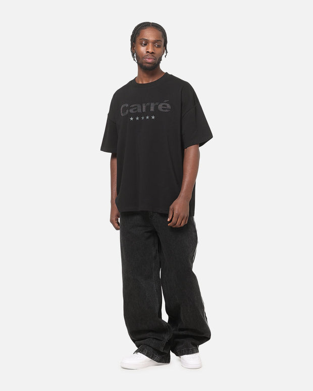 Carre Applique T-Shirt Solid Black - Scentleo