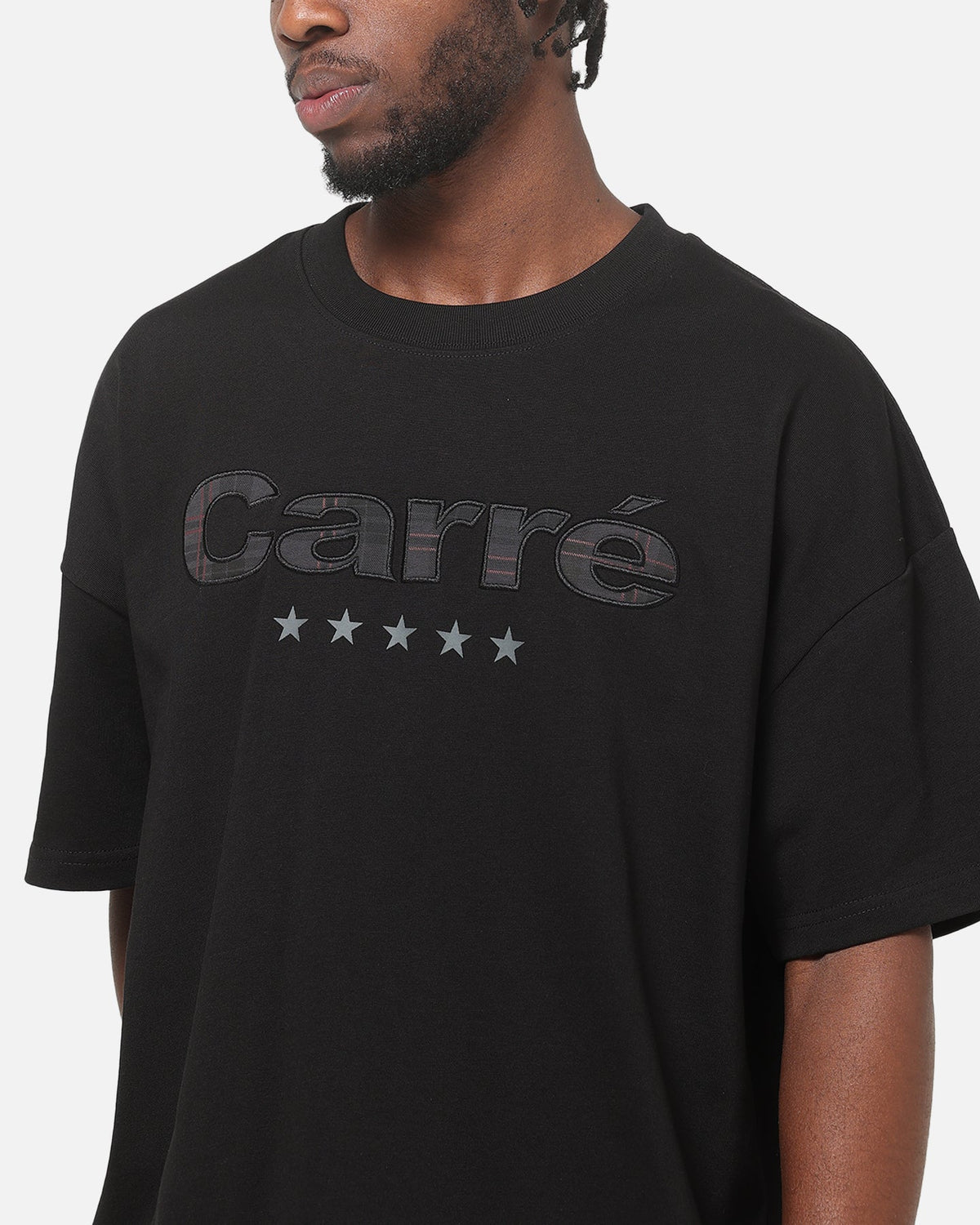 Carre Applique T-Shirt Solid Black - Scentleo