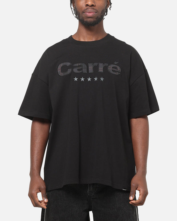 Carre Applique T-Shirt Solid Black - Scentleo