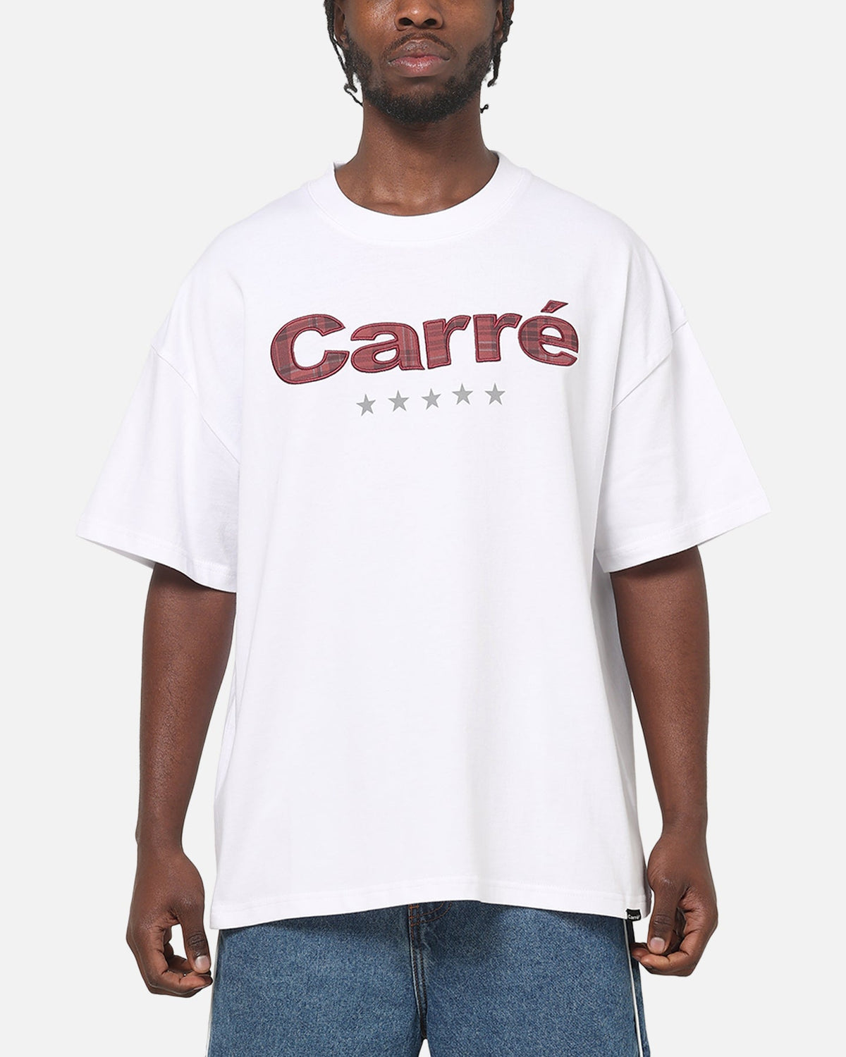 Carre Applique T-Shirt Solid White - Scentleo