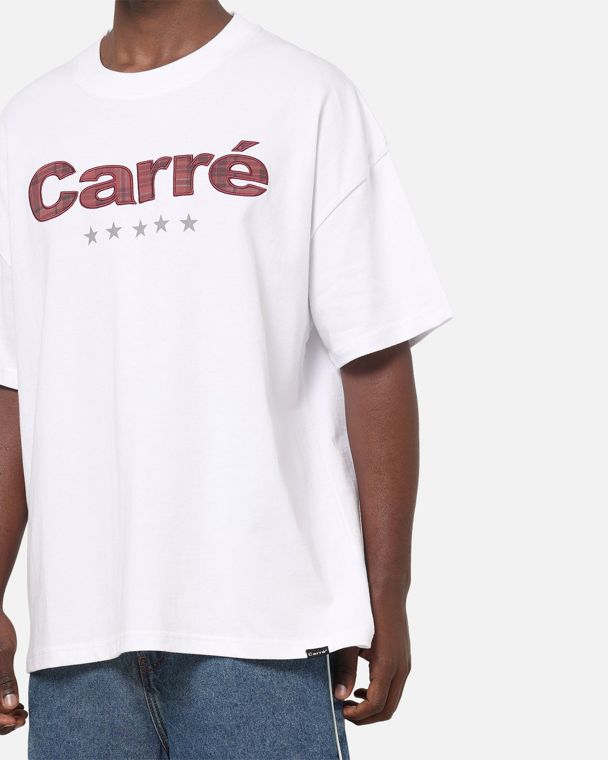 Carre Applique T-Shirt Solid White - Scentleo