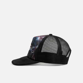Loiter Airbrush Panther Trucker Snapback Cap Black - Scentleo