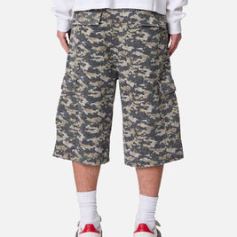 MNML Distressed Ultra Baggy Cargo Shorts Camo - Scentleo