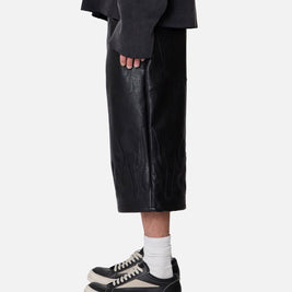 MNML Ultra Baggy Leather Flame Shorts Black - Scentleo