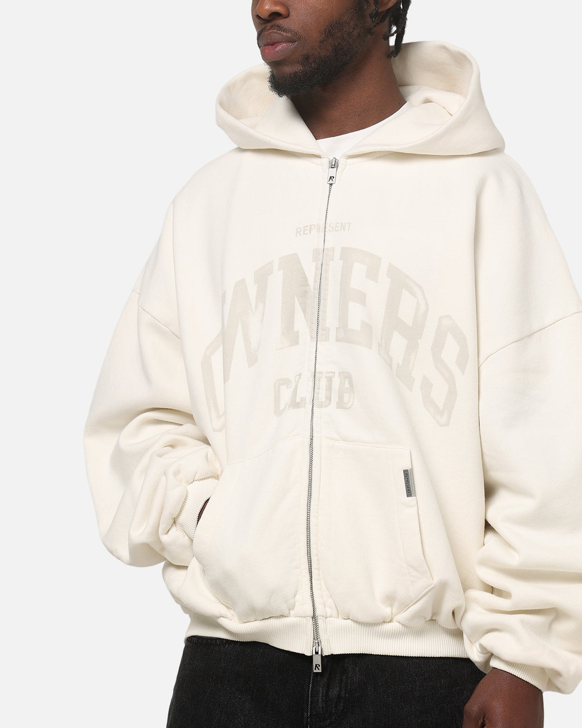 Represent Oweners Zip Through Hoodie Chalk - Scentleo