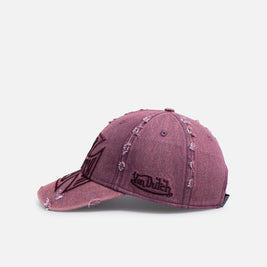 Von Dutch Cross Distressed Strapback Cap Burgundy - Scentleo