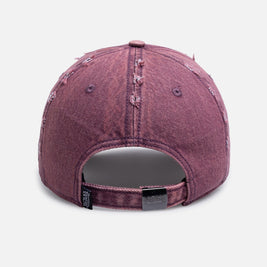 Von Dutch Cross Distressed Strapback Cap Burgundy - Scentleo