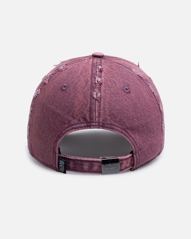 Von Dutch Cross Distressed Strapback Cap Burgundy - Scentleo