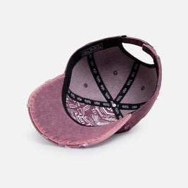 Von Dutch Cross Distressed Strapback Cap Burgundy - Scentleo