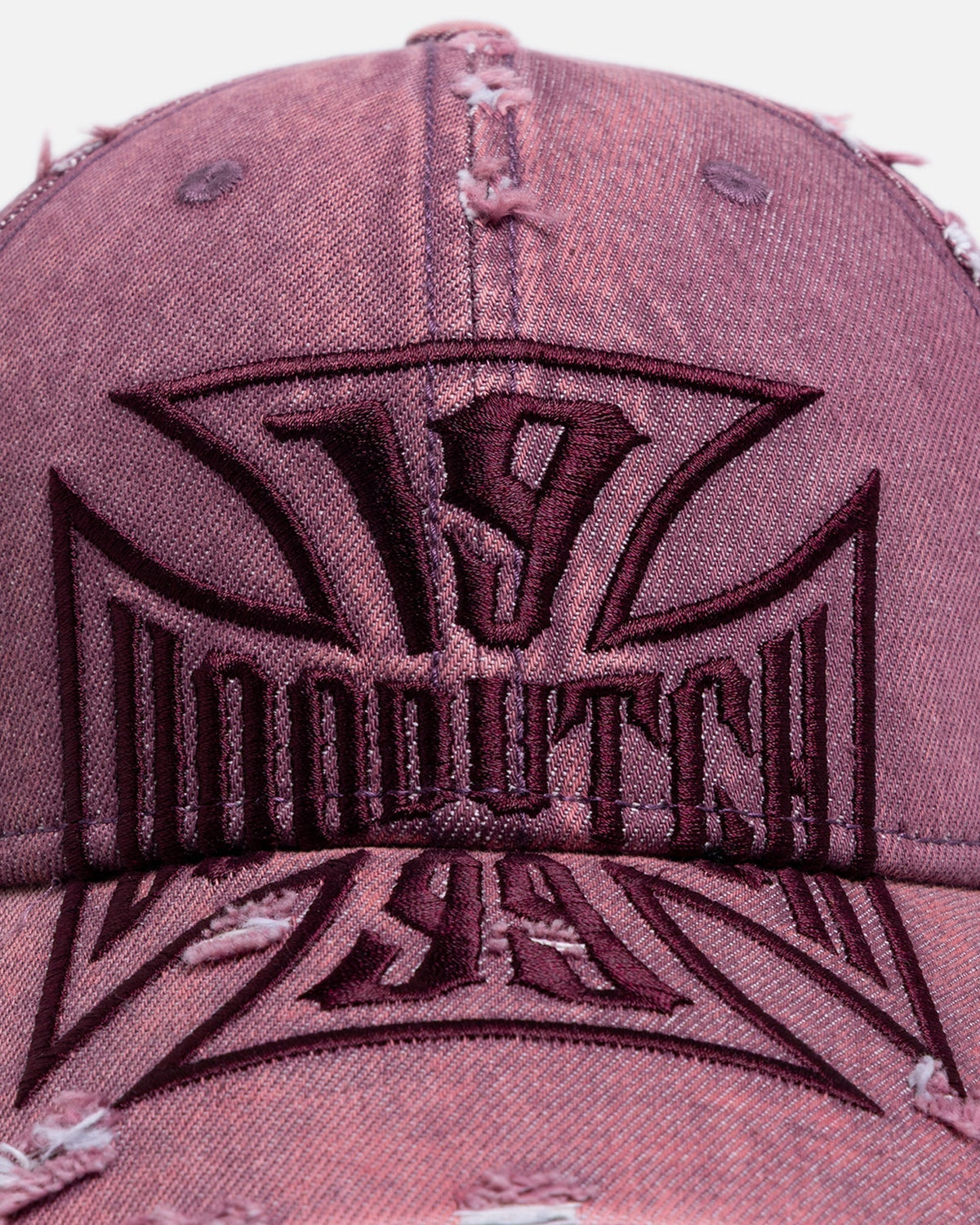 Von Dutch Cross Distressed Strapback Cap Burgundy - Scentleo