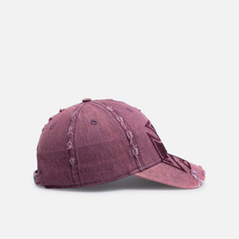 Von Dutch Cross Distressed Strapback Cap Burgundy - Scentleo