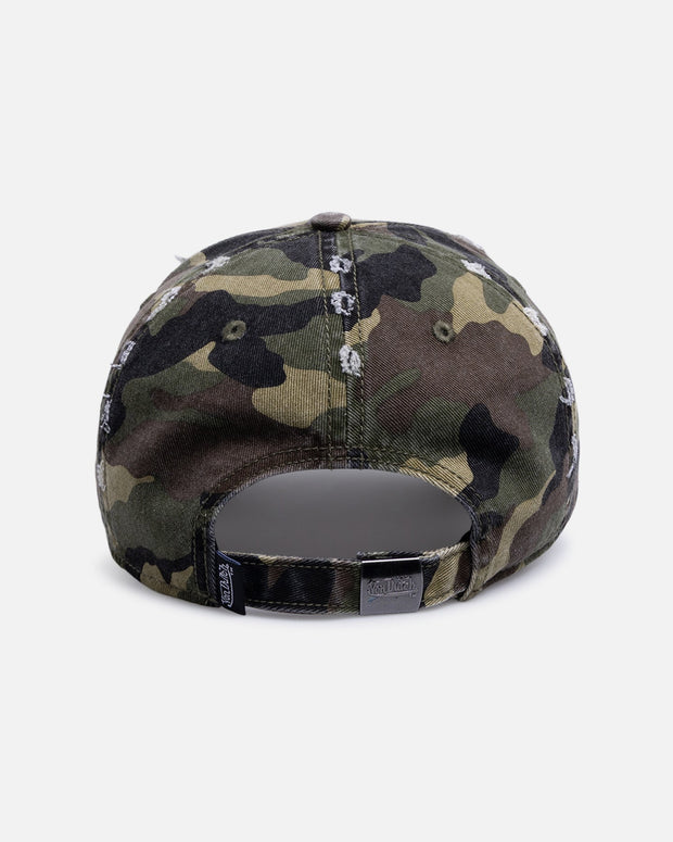 Von Dutch Cross Distressed Strapback Cap Camo - Scentleo