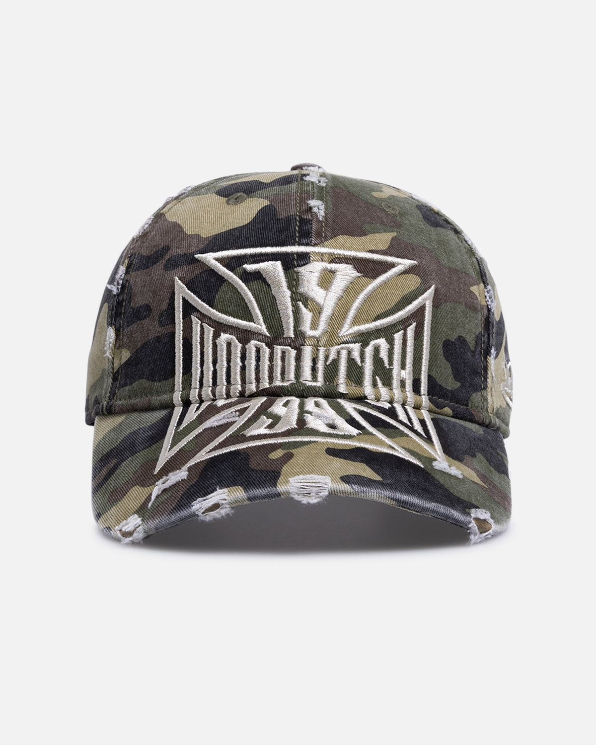 Von Dutch Cross Distressed Strapback Cap Camo - Scentleo