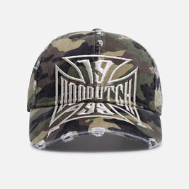 Von Dutch Cross Distressed Strapback Cap Camo - Scentleo