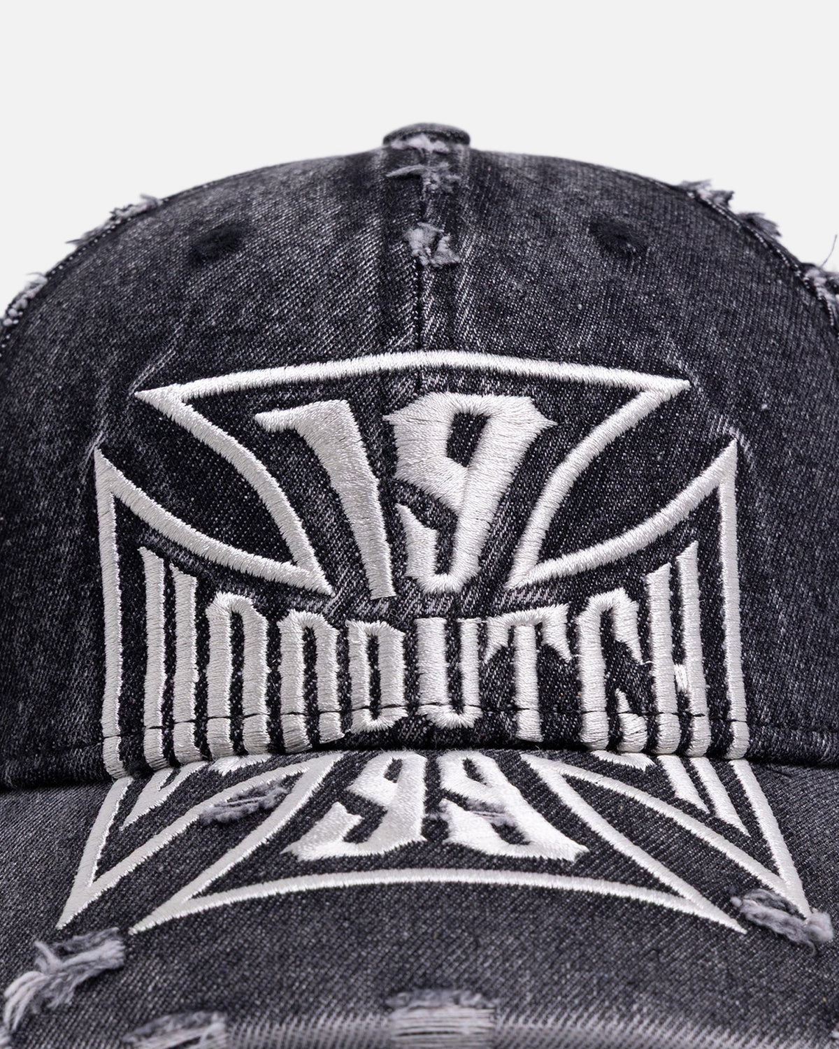 Von Dutch Cross Distressed Strapback Cap Washed Black - Scentleo