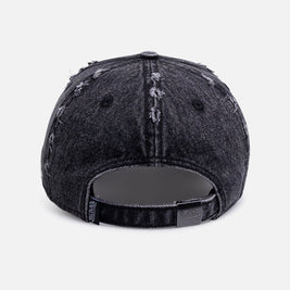 Von Dutch Cross Distressed Strapback Cap Washed Black - Scentleo