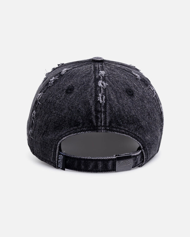 Von Dutch Cross Distressed Strapback Cap Washed Black - Scentleo