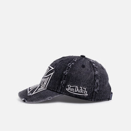 Von Dutch Cross Distressed Strapback Cap Washed Black - Scentleo