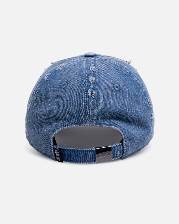 Von Dutch Cross Distressed Strapback Cap Washed Blue - Scentleo