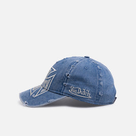 Von Dutch Cross Distressed Strapback Cap Washed Blue - Scentleo