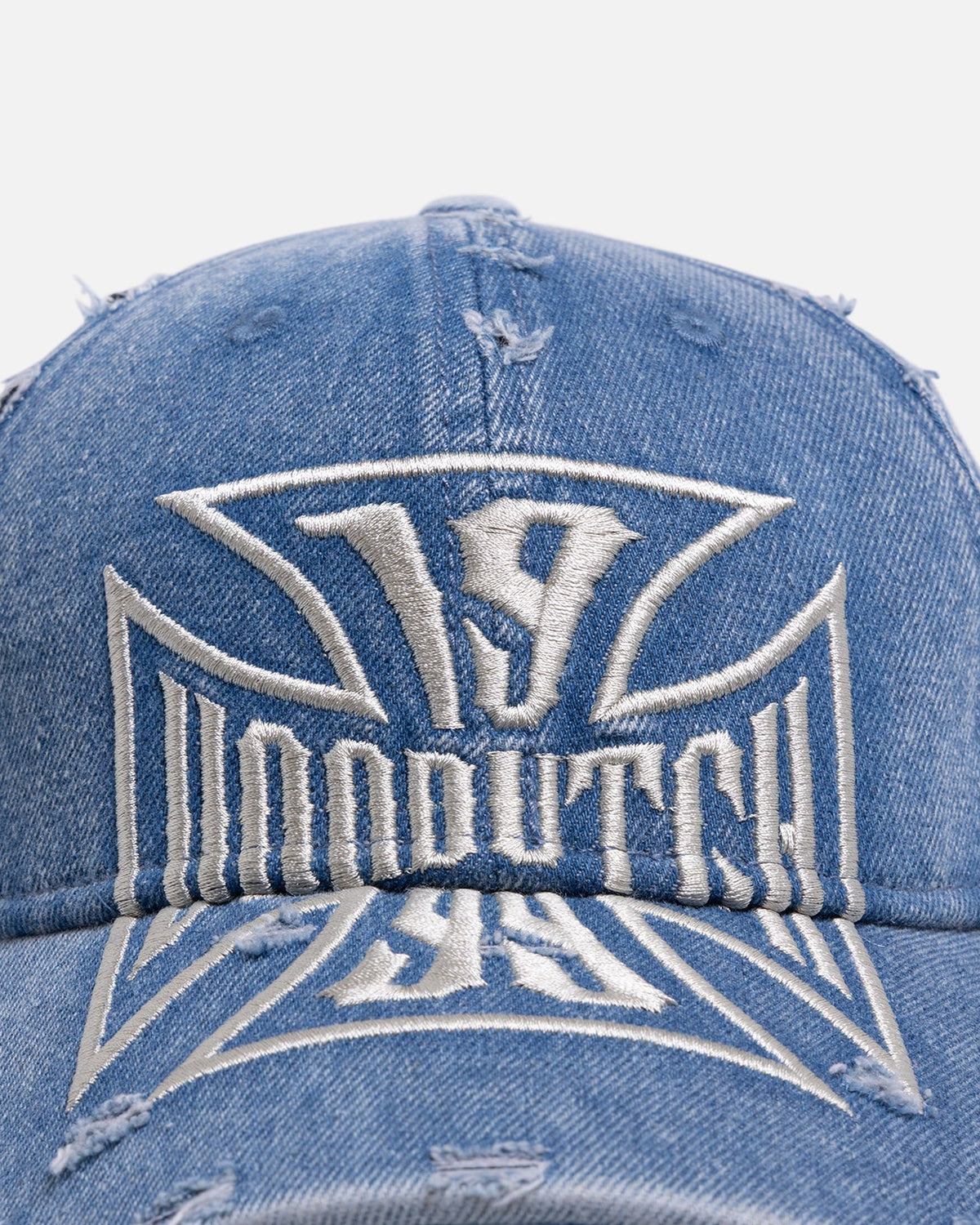 Von Dutch Cross Distressed Strapback Cap Washed Blue - Scentleo