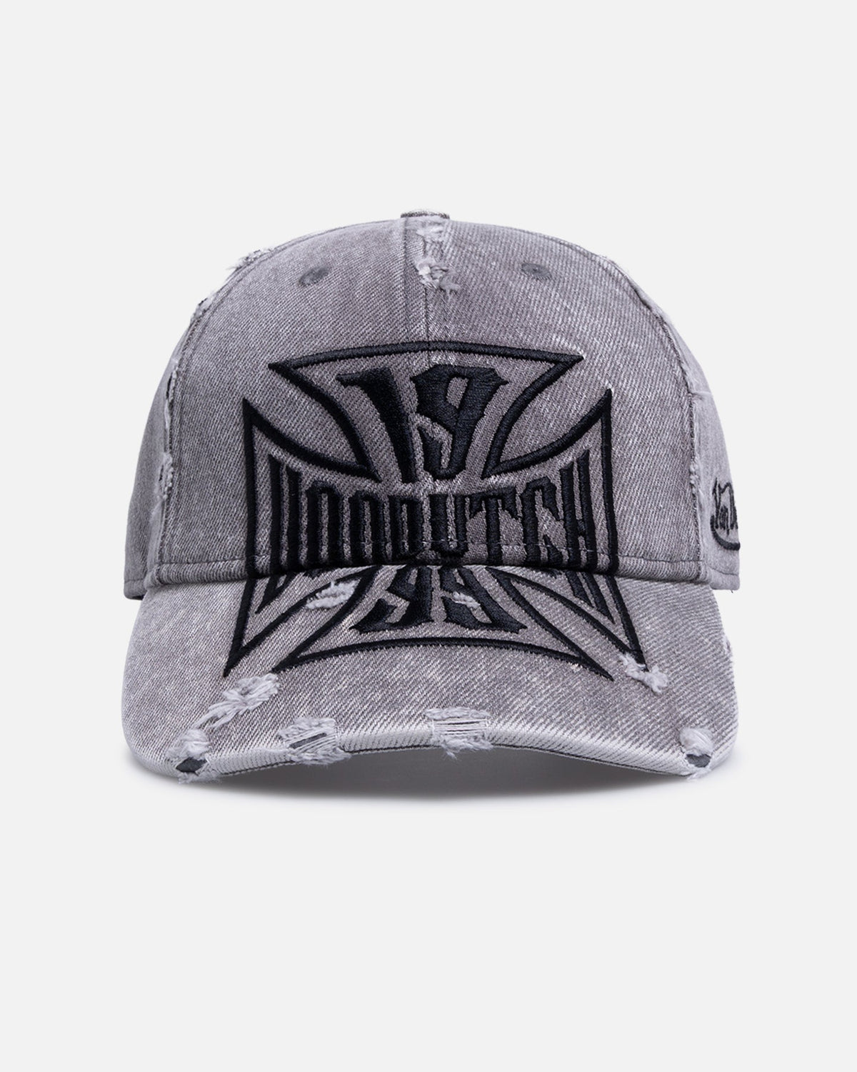 Von Dutch Cross Distressed Strapback Cap Washed Grey - Scentleo