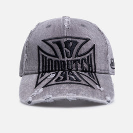 Von Dutch Cross Distressed Strapback Cap Washed Grey - Scentleo