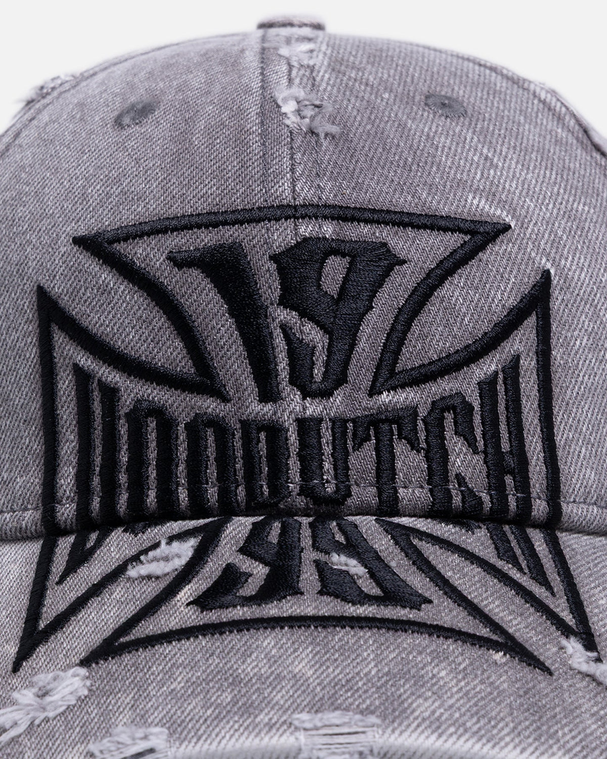 Von Dutch Cross Distressed Strapback Cap Washed Grey - Scentleo