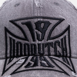 Von Dutch Cross Distressed Strapback Cap Washed Grey - Scentleo