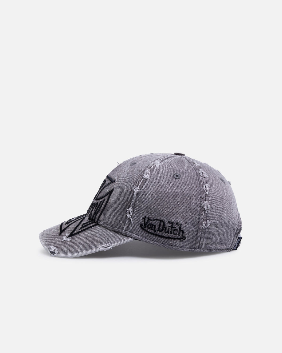 Von Dutch Cross Distressed Strapback Cap Washed Grey - Scentleo