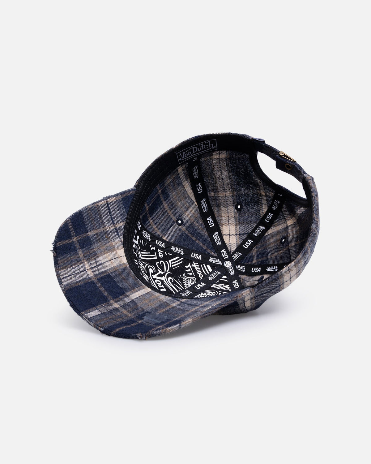 Von Dutch Gingham Dad Strapback Cap Blue - Scentleo