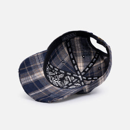 Von Dutch Gingham Dad Strapback Cap Blue - Scentleo