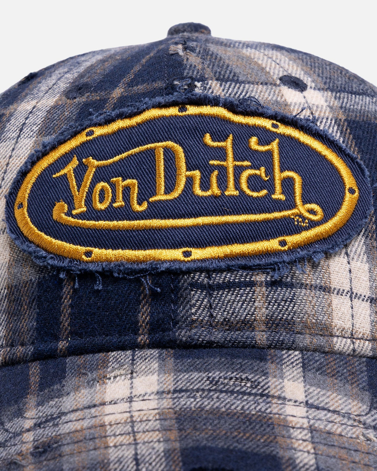 Von Dutch Gingham Dad Strapback Cap Blue - Scentleo