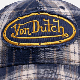 Von Dutch Gingham Dad Strapback Cap Blue - Scentleo