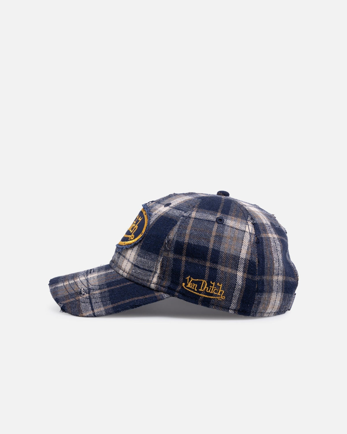 Von Dutch Gingham Dad Strapback Cap Blue - Scentleo